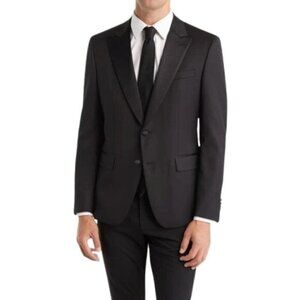 Nordstrom Wool Blazer Black Sport Coat Double Breasted Vented Lined Tall 40L
